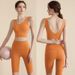 One-Piece V-Back Fixed Cup Running Fitness Shockproof Sports Bra Yoga Set_desvips.com