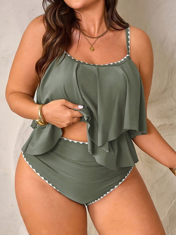 2026 New Fashionable European American Cross-Border High-Waisted Tummy-Covering Double Ruffles, Backless And With Chest_desvips.com