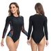 One-piece Swimsuit For Women Long Sleeves Thin Conservative Zipper One-piece Swimsuit For Women_desvips.com