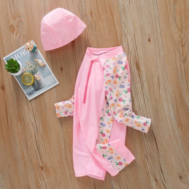 Children's Long-sleeve Racing Swimsuit, Fashionable One-piece Swimsuit Set For Girls, Wholesale And Retail_desvips.com