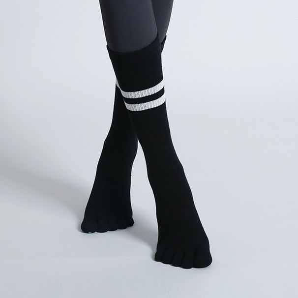 Professional Autumn Winter Double Bar Long Tube Yoga Calf Women Five Finger Split Toe Non-Slip Floor Socks Pointed Bodhi_desvips.com