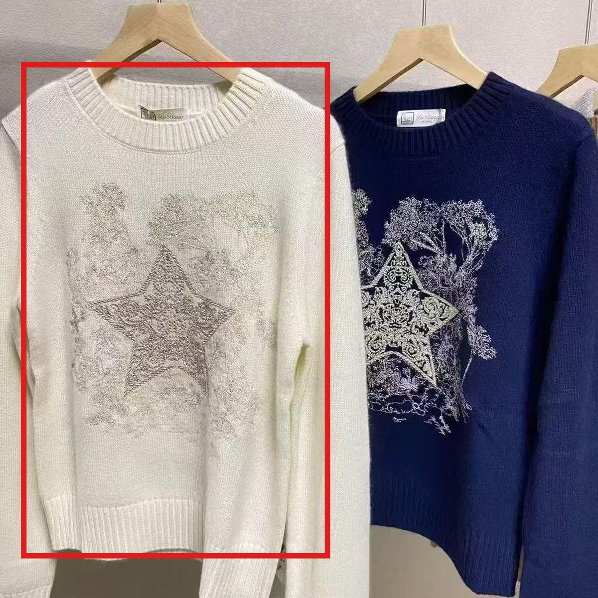 Long Sleeve White Embroidered Knitted Sweater Autumn Winter Women's Lazy High-End Slim Fit Heavy Craft Round Neck_desvips.com