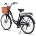 Carpat 26 Zoll City Bike, 7-Gang Shimano Schaltung, V-Brake, Gepäckträger & Frontkorb, Für Erwachsene 150-165 Cm - Schwarz (85% Vormontiert)_desvips.com