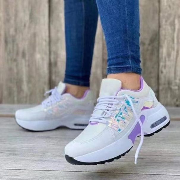 2023Ladies Sneakers Lace Up Wedge Heel Vulcanized Thick Sole Air Cushion Casual Large Size Women's Shoes_desvips.com