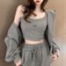 Casual Sports Suit For Women, Autumn New Loose Slimming Sweatshirt Jacket Vest Jogger Pants Three-Piece Set Stylish_desvips.com