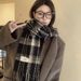 2024 New Plaid National Three Lines Christmas Red Korean Version Versatile Student Couple Warm Ins Neck Scarf Autumn_desvips.com