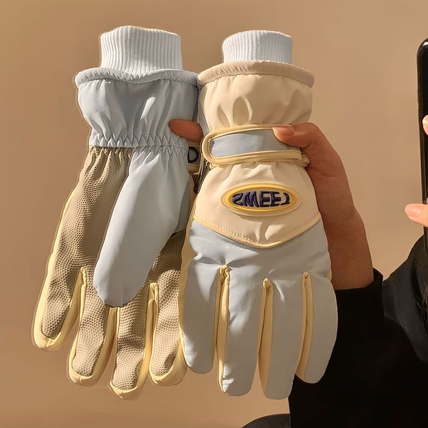 Cute Full-Finger Touchscreen Ski Gloves For Women Winter Warm Cycling Fleece-Lined Thickened Water-Resistant Electric_desvips.com