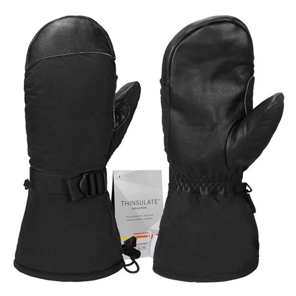 Cowhide Ski 3M Insulation Cotton Thickened Anti-Freeze Men And Women Winter Snowboard Warm Gloves_desvips.com