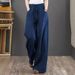 RenMou Linen Wide For Women's Casual Yoga Pants, Cotton Linen Hanging Straight Leg Pants Exclusive Supply_desvips.com