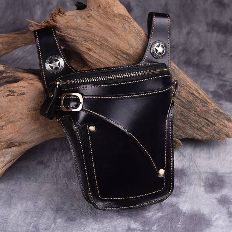 German Precision Men's Retro Harley Rider Waist Motorcycle Bag, Artistic And Casual Phone Bag_desvips.com