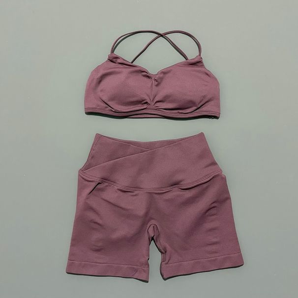 2 Piece Vision Gym Women Yoga Crop Top High Waist Scrunch Seamless Shorts Fitness Bra Sport Suit Sportswear Workout Set_desvips.com