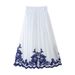 Women's ClothingFashion Contrast Embroidered Shirt + Skirt Set Women_desvips.com