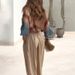 Women's Clothing autumn new positioning printed tops wide leg pants two piece set_desvips.com