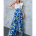 Women's Clothing new fashion printed bubble long-sleeved shirt lace-up wide-leg pants two-piece suit_desvips.com