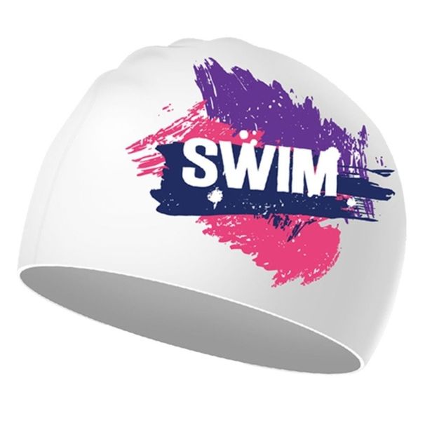 Elastic Swimming Cap Men Women Waterproof Anti-slip Silicone Swim Hat Adult Kids Long Hair Printed Pool Caps Diving Swimming_desvips.com