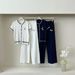 2025 Spring And Summer New Ladylike Simple Style Color-blocked Knitted Cardigan And Trousers Two-piece Suit Is Hot Style_desvips.com