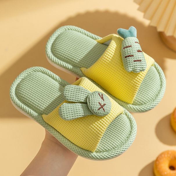 RenMou Children's Linen Slippers, Parent-child Cute Home, Indoor Boys' Anti Slip, Spring And Autumn Seasons, Sum, Girls' Exclusive Supply_desvips.com