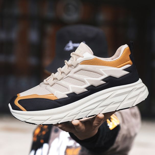 Sports Fashionable Thick Soled Versatile Dad Color Blocked Low Top Mesh Breathable Casual Shoes, Plus Size Men's Shoes_desvips.com