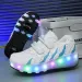 Childrens dual wheel luminous sports shoes heel LED light roller skating childrens boys and girls USB charging 240914_desvips.com