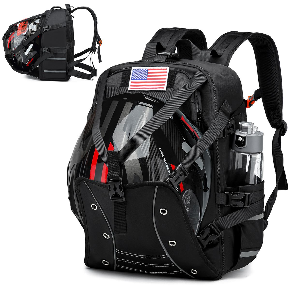 Motorcycle Backpack Helmet Bag, Large Capacity Waterproof Men's Helmet Backpack, Motorcycle Accessories Helmet Storage_desvips.com
