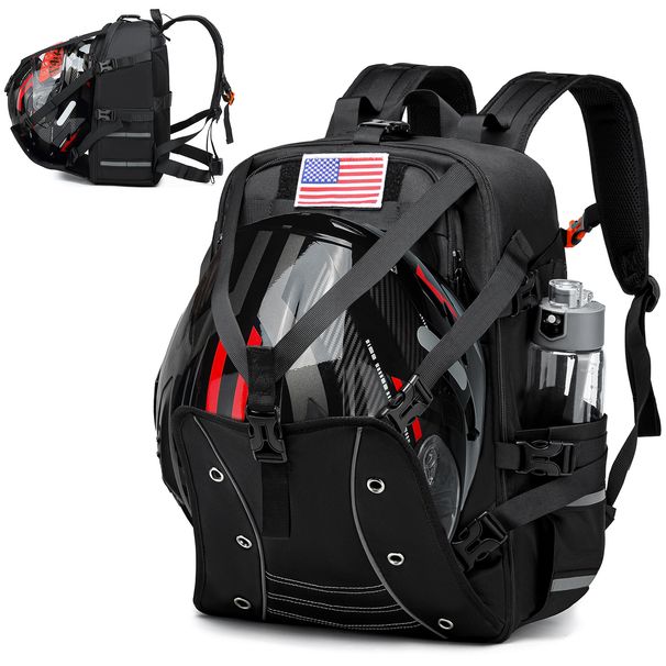 Motorcycle Backpack Helmet Bag, Large Capacity Waterproof Men's Helmet Backpack, Motorcycle Accessories Helmet Storage_desvips.com