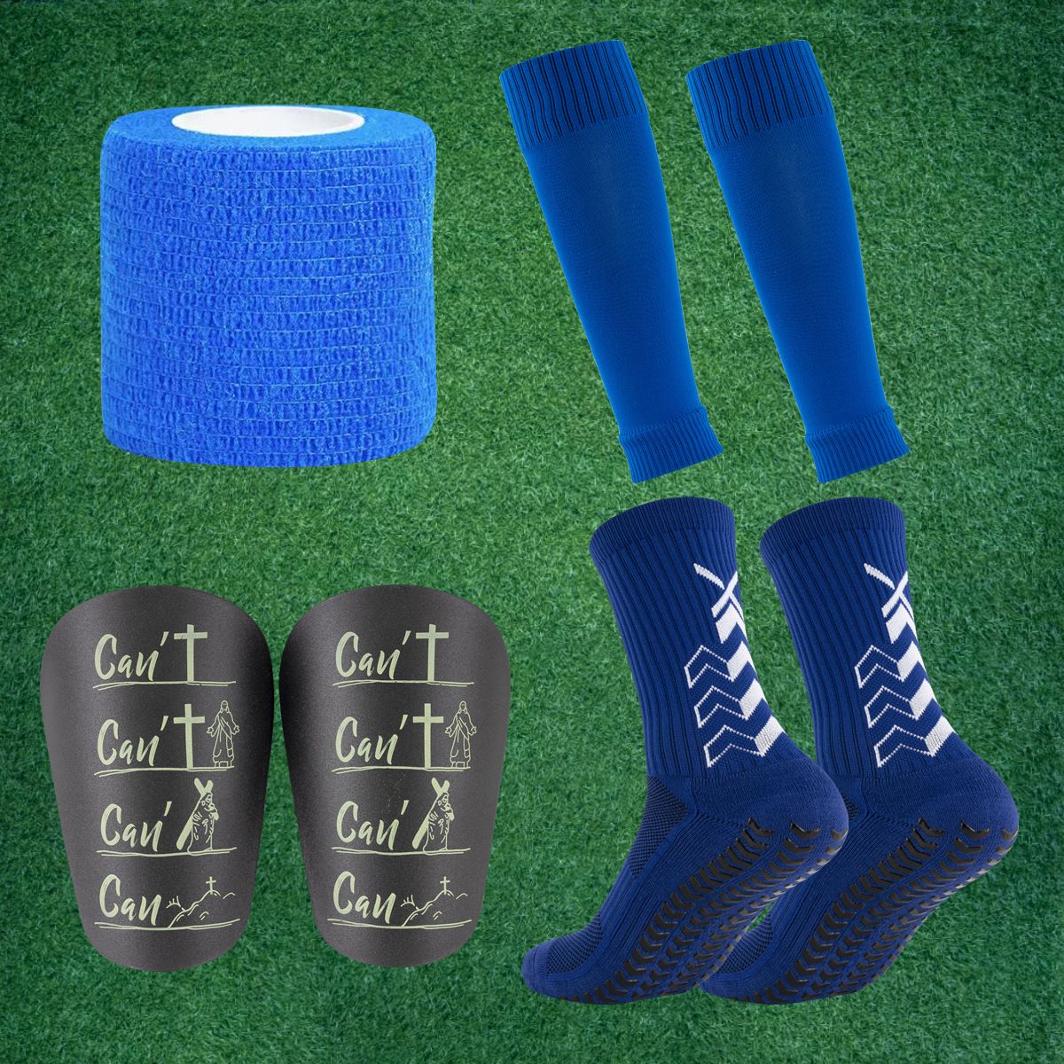 Professional Football Socks With Built-in Shin Guards - Breathable PU Material, Anti-Slip Design For Soccer, Basketball & Volleyball_desvips.com