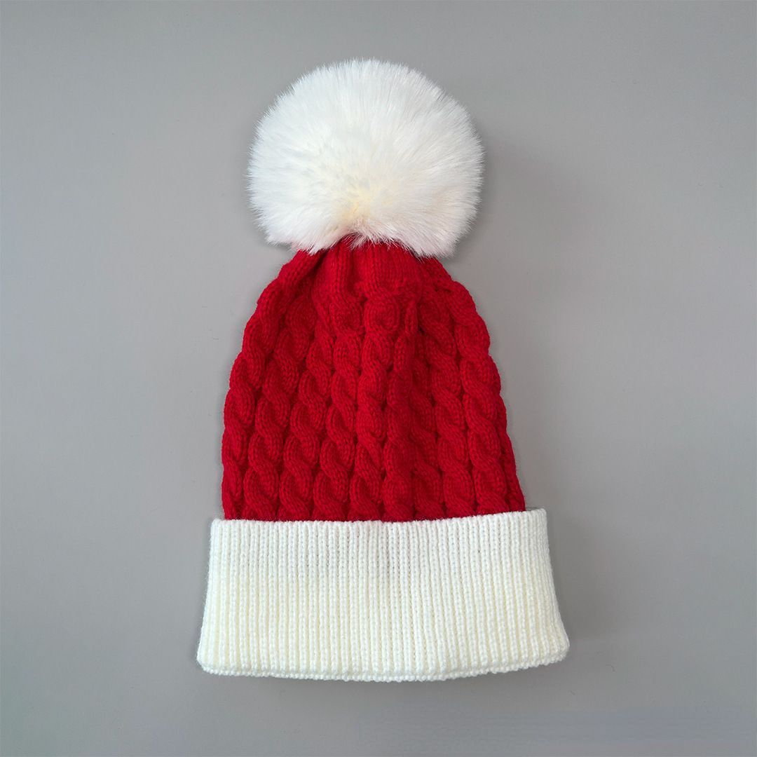 European And American Knitted Autumn Winter Warm Pom Merry Christmas Bell Hat_desvips.com