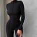 European and American new women's fashion high collar tight high waist casual solid color sports jumpsuit for women_desvips.com