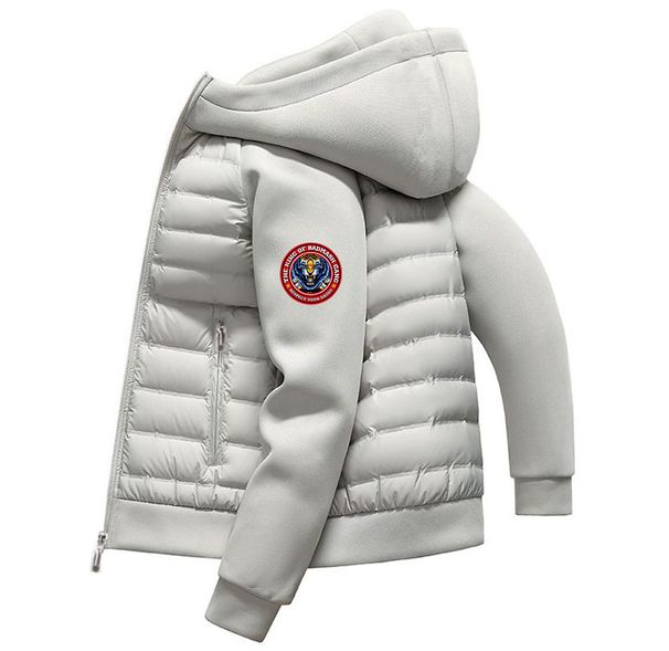 Cross-border American High Street Trend Light And Thin Cotton-padded Clothes Men's Loose Casual Hooded Solid Color Splicing Tiger Head_desvips.com