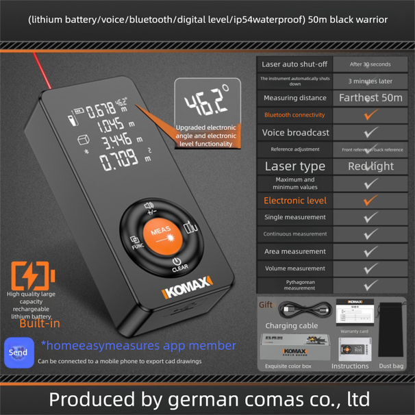 Laser Rangefinder Infrared Industrial Grade High Precision Lithium Battery Power Room Artifact Handheld Measuring_desvips.com