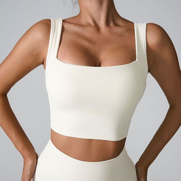 Women’s Clothing Quick Drying Fitness Vest One Piece Fixed Cup Vest Back Hollow Shockproof Yoga Clothes_desvips.com