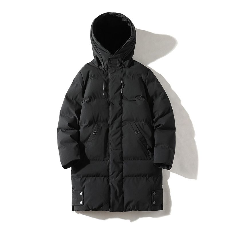Men's Loose Fit Long Down Coat, Korean Trendy Hooded Jacket, Winter Warm Puffer Parka_desvips.com