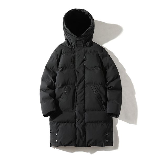 Men's Loose Fit Long Down Coat, Korean Trendy Hooded Jacket, Winter Warm Puffer Parka_desvips.com