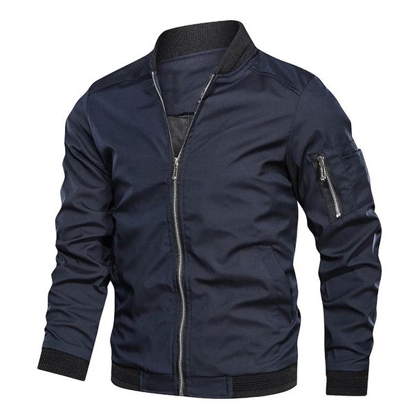 Spring Autumn Men's Bomber Casual Lightweight Jacket For Men Sports Windbreaker Zip Up Coat With Pockets Clothing_desvips.com