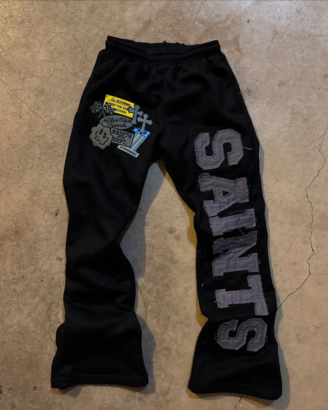 2025 New Trend SAINTS Print Series Youth Couple Casual Wide-Leg Pants Hot Sale_desvips.com