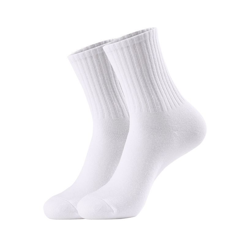 Unisex Cotton Crew Socks For Fitness & Daily Wear - Breathable, Moisture-Wicking, Odor-Resistant - Black/White (One Size Fits Most)_desvips.com