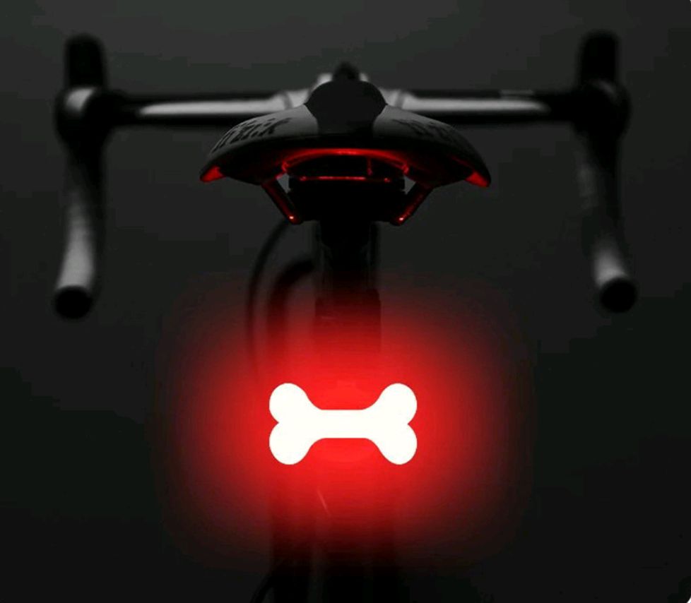 Creative Bicycle High Brightness USB Charging Heart Bone Shape COB Warning Tail Light_desvips.com