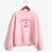 New Strawberry Milk Text Print Simple Harajuku Hoodie Long Sleeve Mid-Neck Sweatshirt_desvips.com