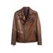 Slim Fit Oil Wax Sheepskin Motorcycle Men Genuine Short Haining Leather Jacket Coat Autumn_desvips.com