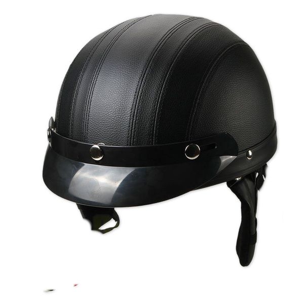Cross-Border Exclusive In-Stock Leather Half Electric Scooter For Men And Women All-Season Lightweight Melon Helmet_desvips.com