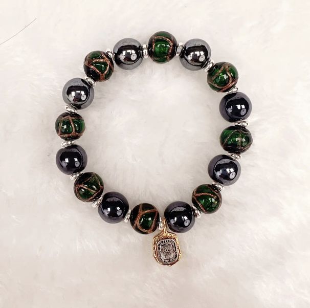 Traditional Chinese blessing incense gray glass bracelets, ensuring peace, transporting blessings, attracting wealth, and clearing negative energy_desvips.com