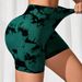 PeakGo Cross-Border High-Waisted Tie-Dye Sports Yoga Fitness Shorts For Women Seamless Tummy Control Tight-Fitting Hip-Lifting_desvips.com