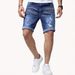 2026 Casual Slim Fit Stretch Men's Denim Shorts, 5-point Ripped Shorts_desvips.com