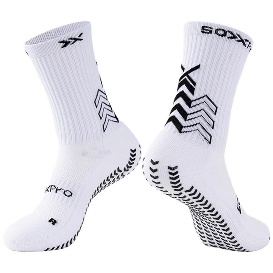 Men's Mid Calf Soccer Socks Thickened Terry Cloth Sole Non Slip Breathable Running Sports Socks With Adhesive Dotting_desvips.com