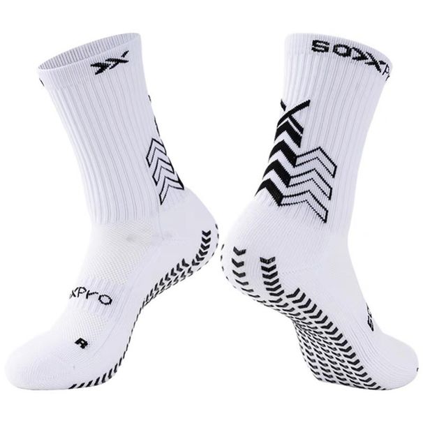 Men's Mid Calf Soccer Socks Thickened Terry Cloth Sole Non Slip Breathable Running Sports Socks With Adhesive Dotting_desvips.com