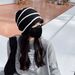 Women's Autumn Winter New Rolled Edge Striped Ear Protection Warm Internet Celebrity Slouchy Knitted Hat Korean Version_desvips.com