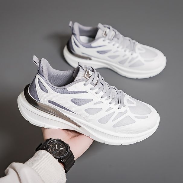 Breathable Couple Mesh Sports For Men's Versatile Instagram Soft Sole Running Shoes, Unisex Casual White Shoes_desvips.com