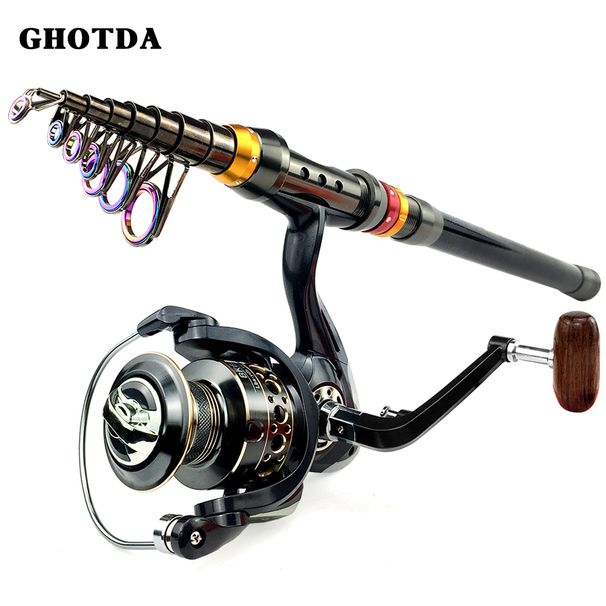 Telescopic Sea Saltwater Freshwater Professional Fishing Kit Spinning Rod And Reel Combo_desvips.com