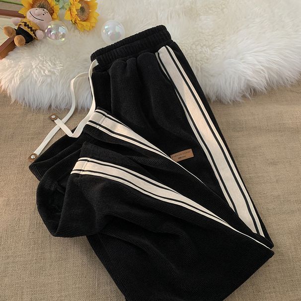 Corduroy Men Spring Autumn Winter Youth Loose Straight Wide-Leg Trendy Men's Sports Casual Long Pants_desvips.com