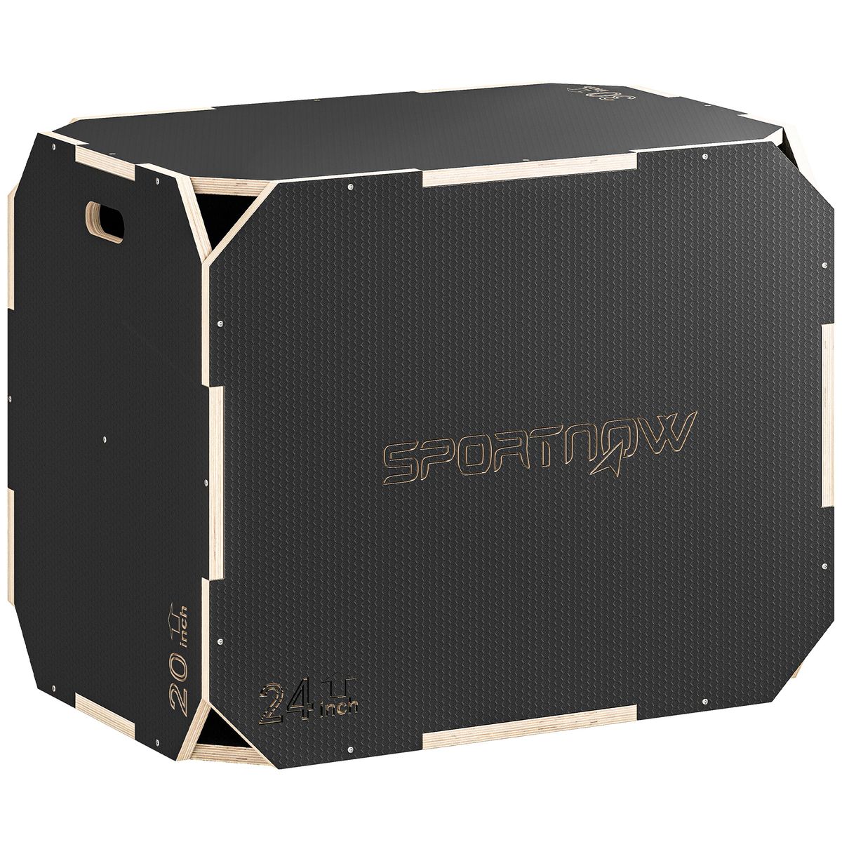 Cajón Pliométrico De Madera 3 En 1 Con 3 Alturas Diferentes Asas Sin Esquinas Entrenamiento De Salto 76x61x51 Cm_desvips.com
